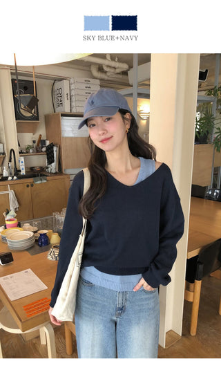 (Set) (3 colors) Camisole Layered Knit Set