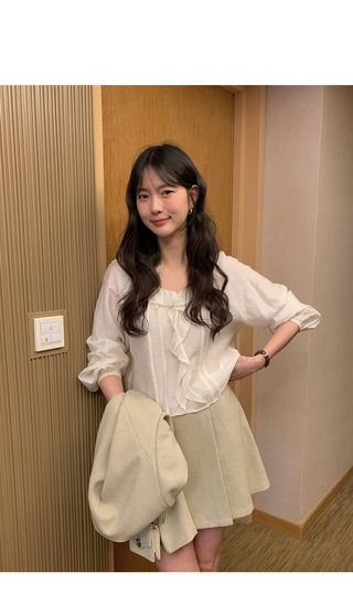 (3 colors) Pleated Mini Skirt