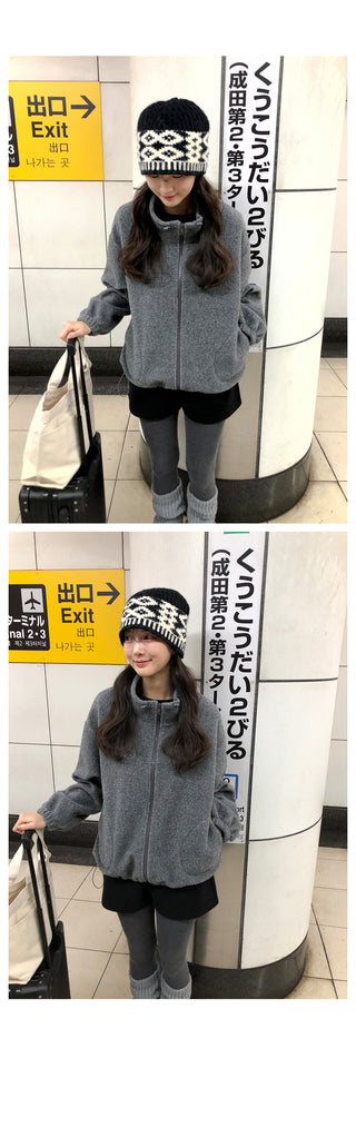 (3 colors) Oversized fleece jacket