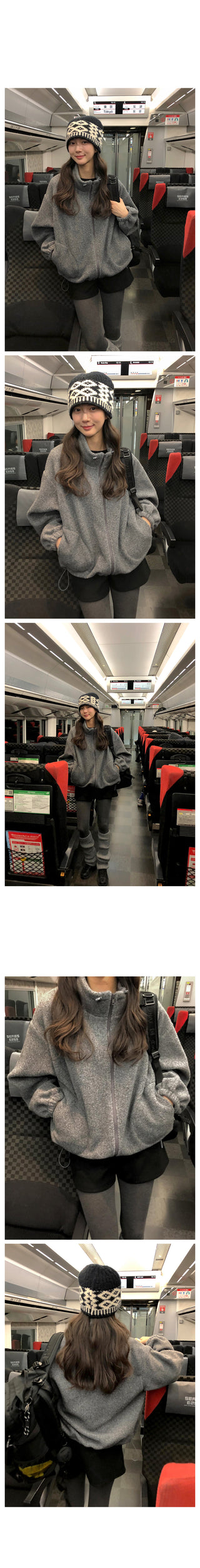 (3 colors) Oversized fleece jacket