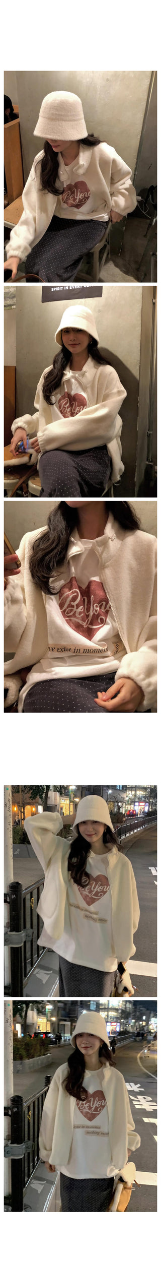 (3 colors) Oversized fleece jacket