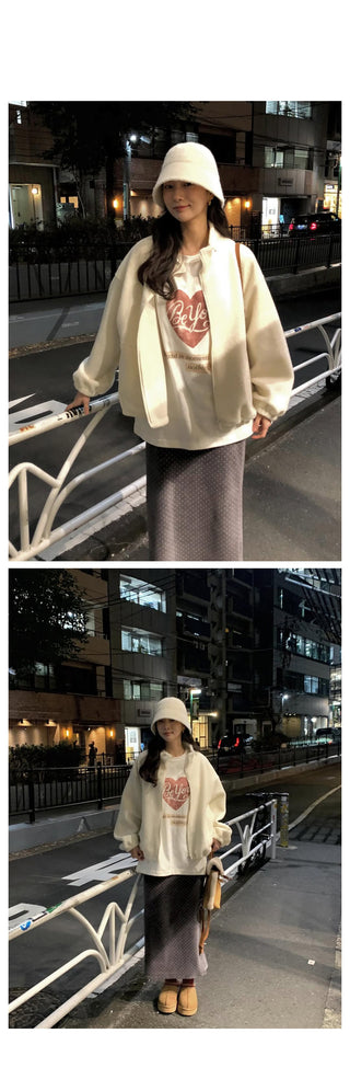 (3 colors) Oversized fleece jacket