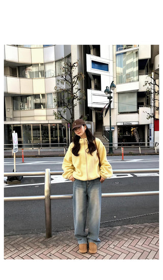 (3 colors) Oversized fleece jacket