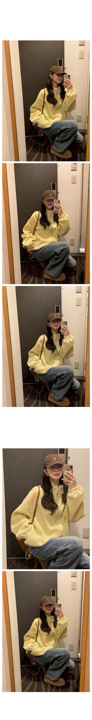 (3 colors) Oversized fleece jacket