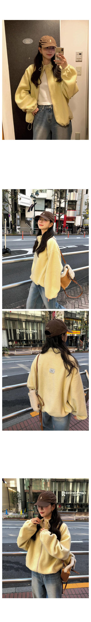 (3 colors) Oversized fleece jacket