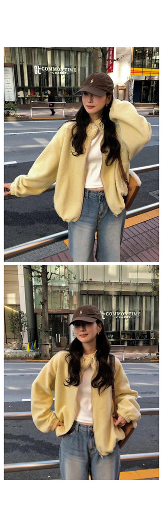 (3 colors) Oversized fleece jacket