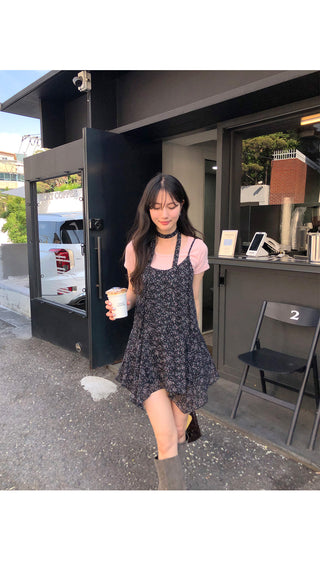 [2 colors] Flower Bustier Dress