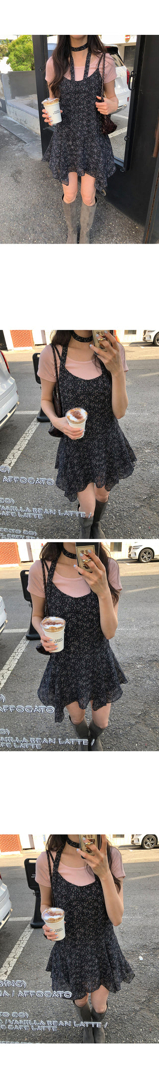 [2 colors] Flower Bustier Dress