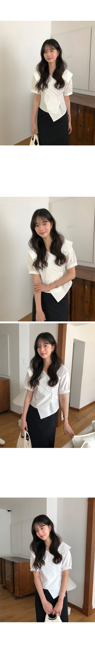 [2 colors] Striped long skirt