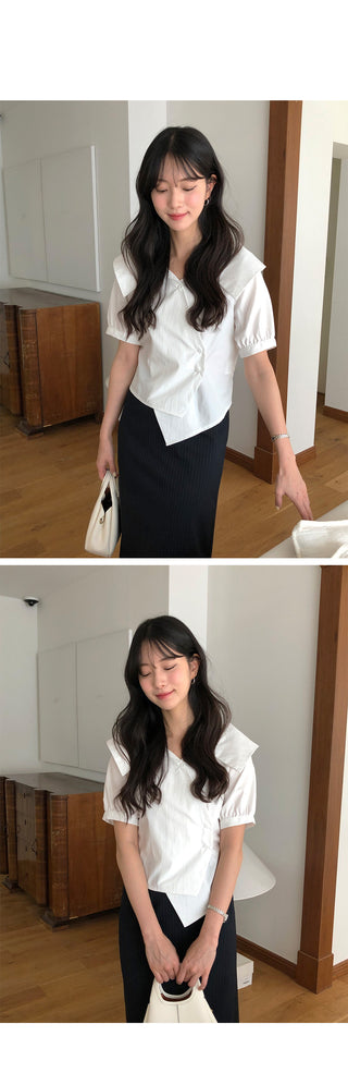 [2 colors] Striped long skirt