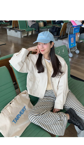 (2 colors) Semi-cropped high-neck mountain parka