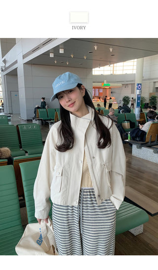 (2 colors) Semi-cropped high-neck mountain parka
