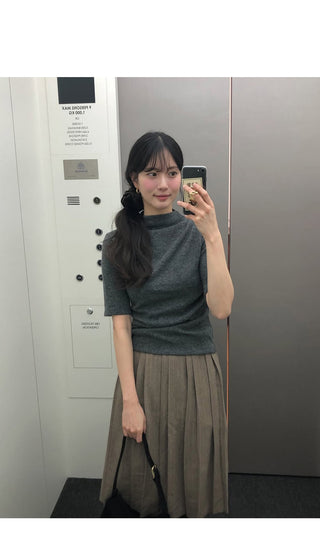 (2 colors) Wool pleated skirt