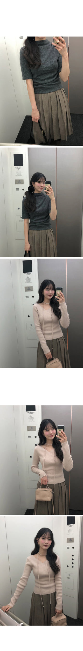 (2 colors) Wool pleated skirt