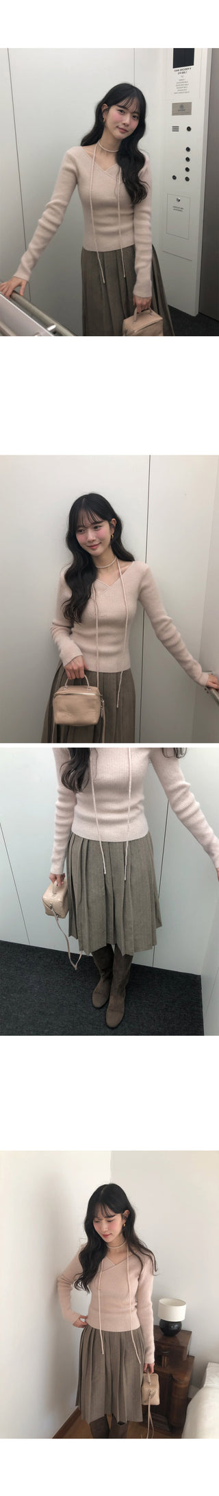 (2 colors) Wool pleated skirt