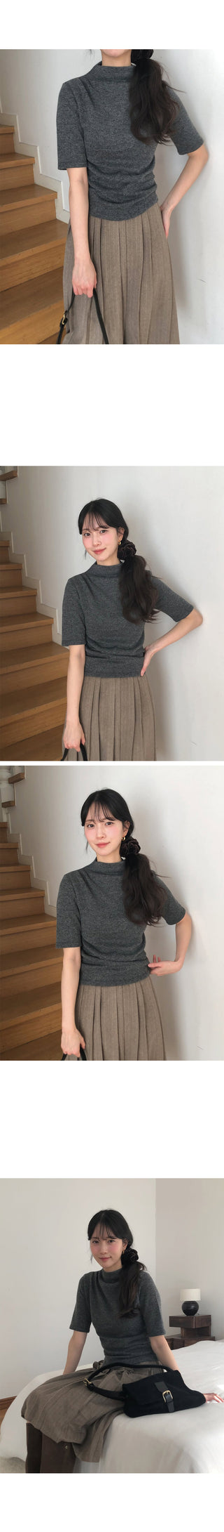 (2 colors) Wool pleated skirt
