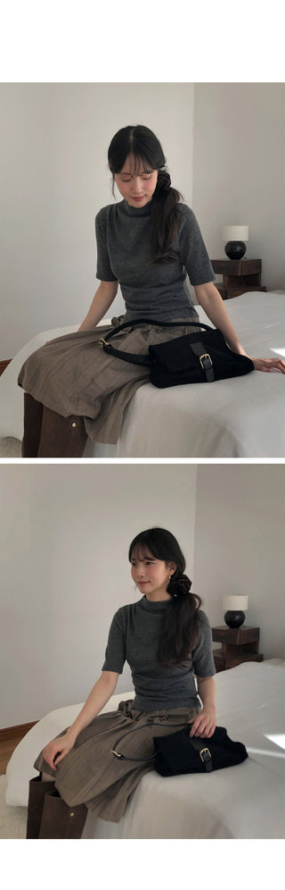 (2 colors) Wool pleated skirt