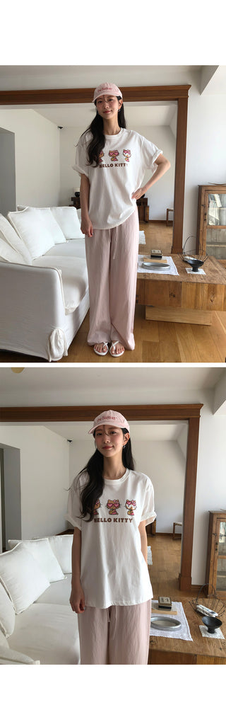 [4 colors] Pintuck Rib Wide String Summer Pants