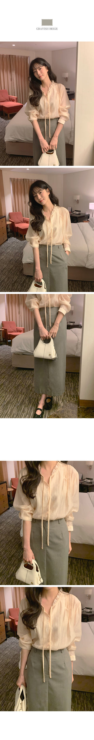 (2 colors) Striped Border Long Skirt