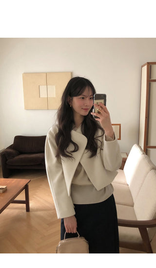 (2 colors) Layered Point Wool Jacket