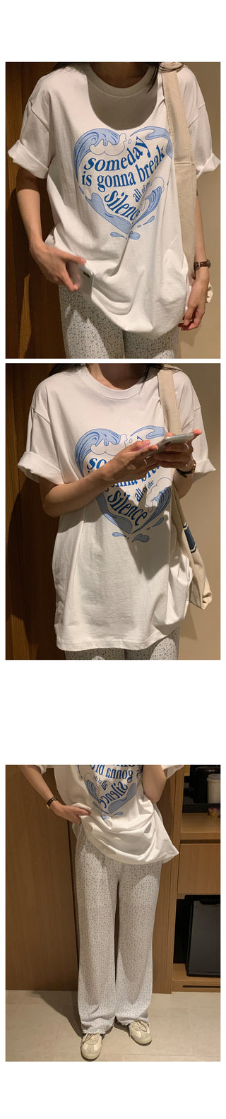 [2 colors] Printed Short-Sleeve T-Shirt