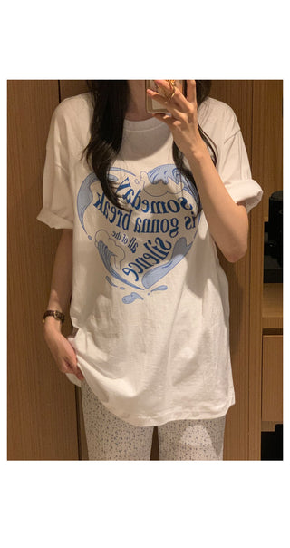[2 colors] Printed Short-Sleeve T-Shirt
