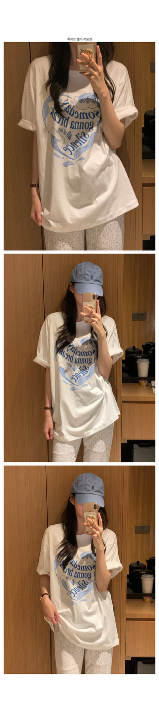[2 colors] Printed Short-Sleeve T-Shirt