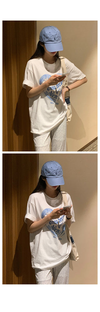 [2 colors] Printed Short-Sleeve T-Shirt