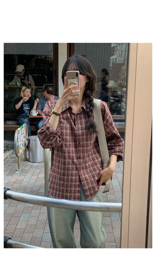 [2 colors] Casual check shirt