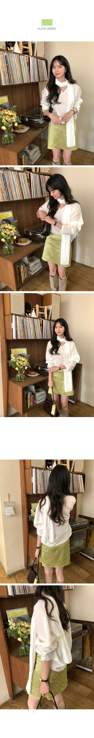Rose satin skirt