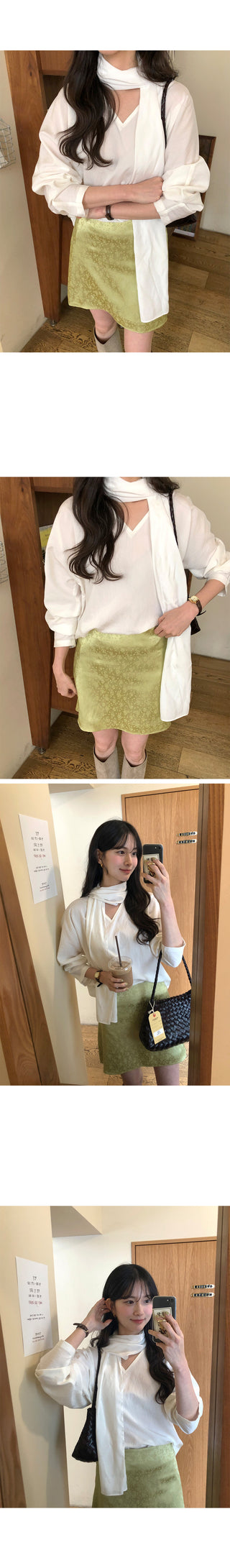 Rose satin skirt