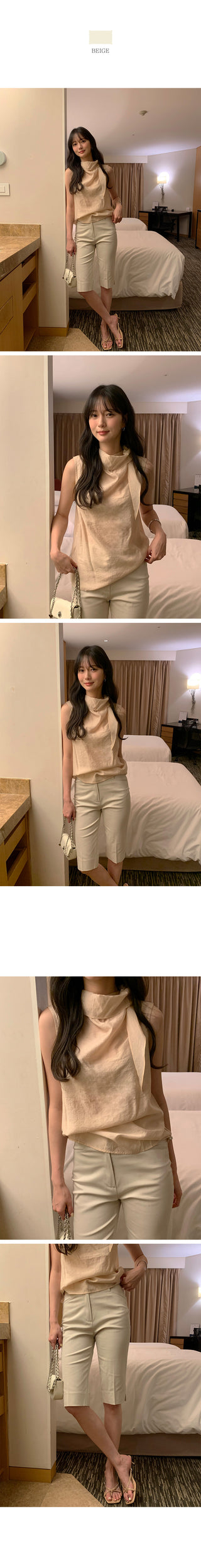 [3 colors] Two-button sleeveless shirt