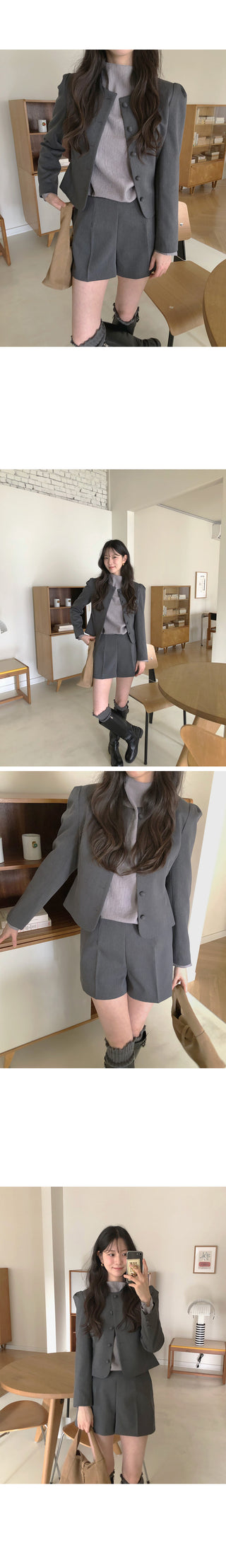 (3 colors) Half-neck blouse