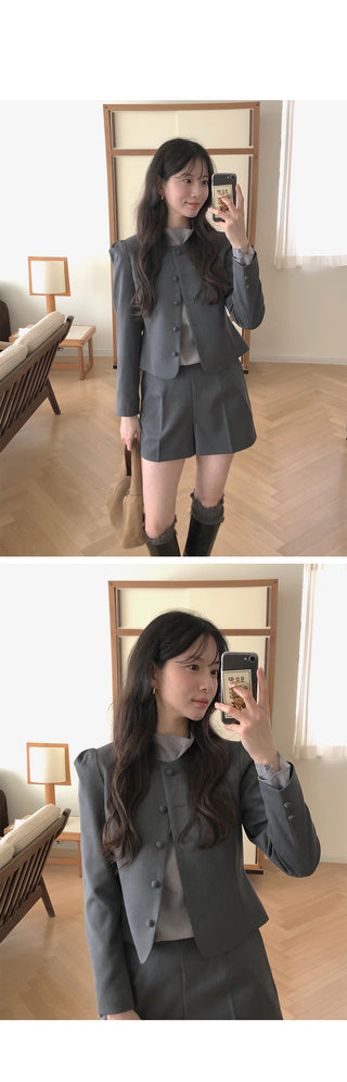 (3 colors) Half-neck blouse