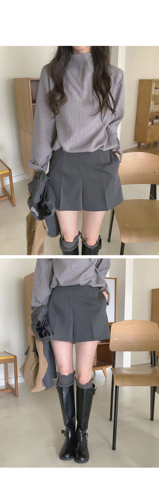 (3 colors) Half-neck blouse