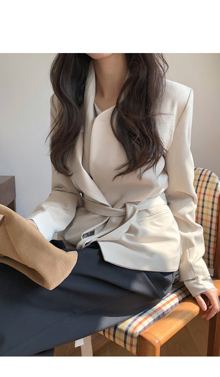 (2 colors) Strapless Collarless Jacket