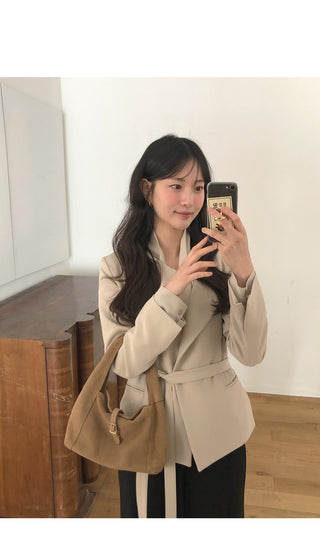 (2 colors) Strapless Collarless Jacket