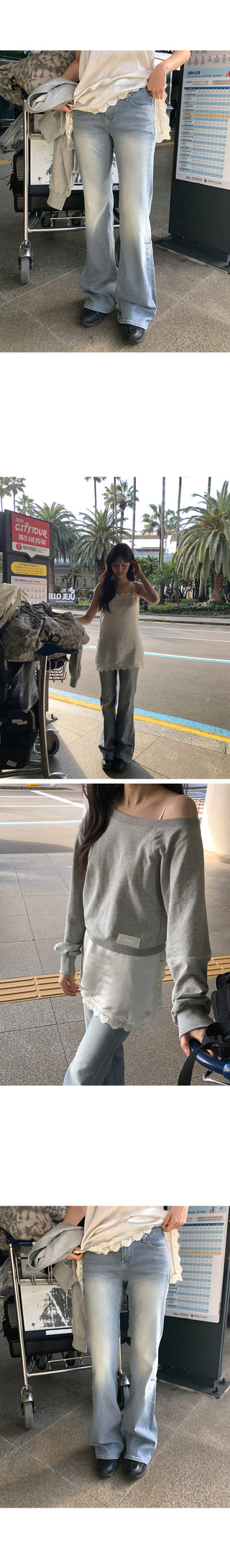 Low-rise bootcut pants