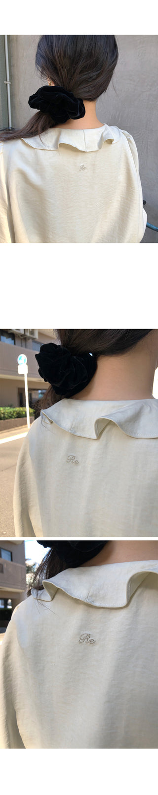 (2 colors) Peach brushed frill blouse