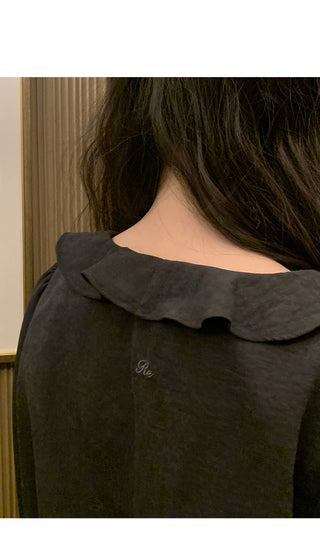 (2 colors) Peach brushed frill blouse