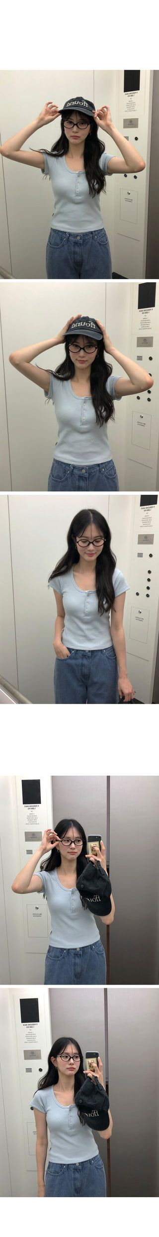 [4 colors] Waffle Burton Crop T-shirt