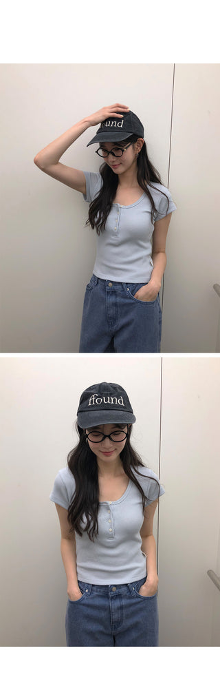 [4 colors] Waffle Burton Crop T-shirt