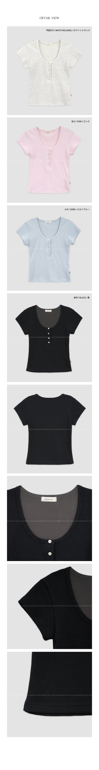 [4 colors] Waffle Burton Crop T-shirt