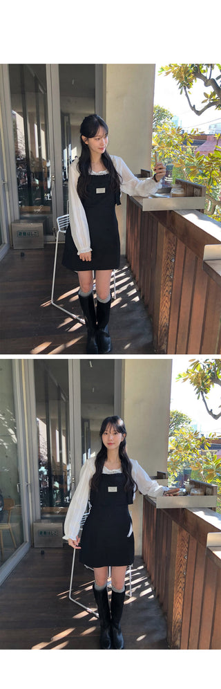 Frill-layered halter neck dress