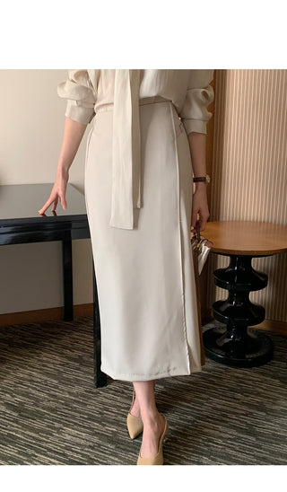 (3 colors) Belted skirt