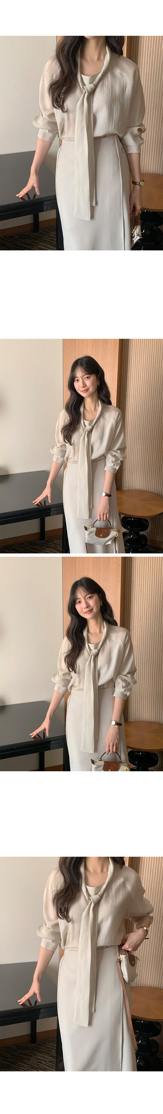 (3 colors) Belted skirt