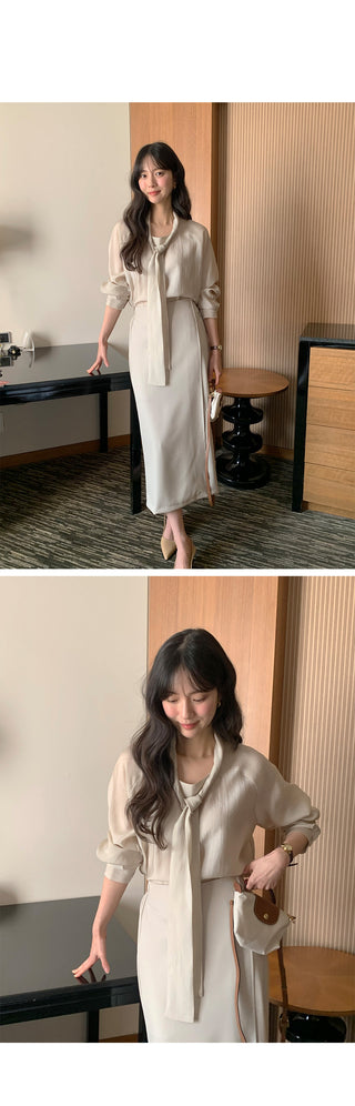 (3 colors) Belted skirt