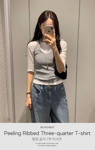 Ribbed 7/8 length T-shirt