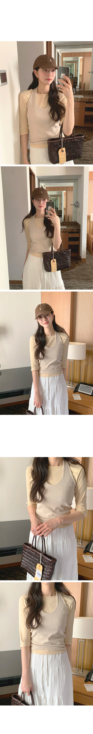 Ribbed 7/8 length T-shirt