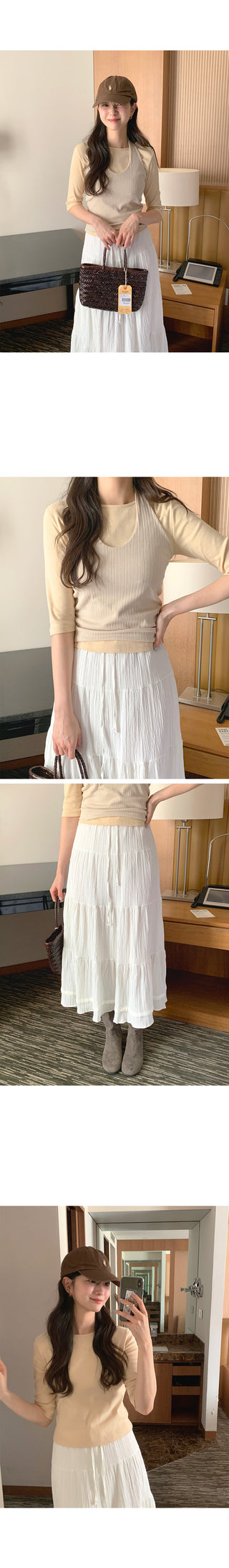 Ribbed 7/8 length T-shirt